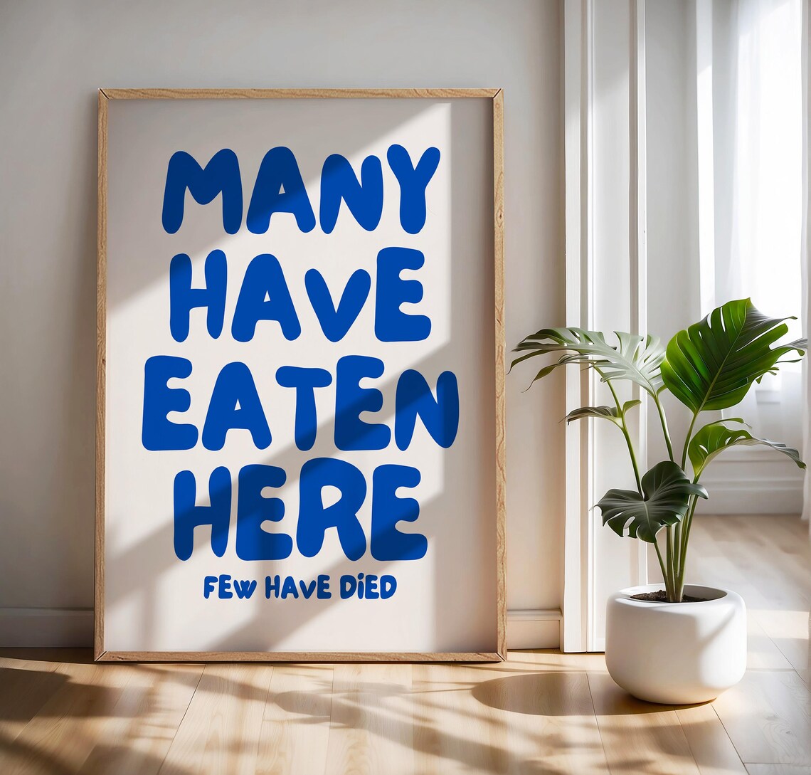 Funny Kitchen Typography Poster, Navy Blue Wall Decor - Image 2