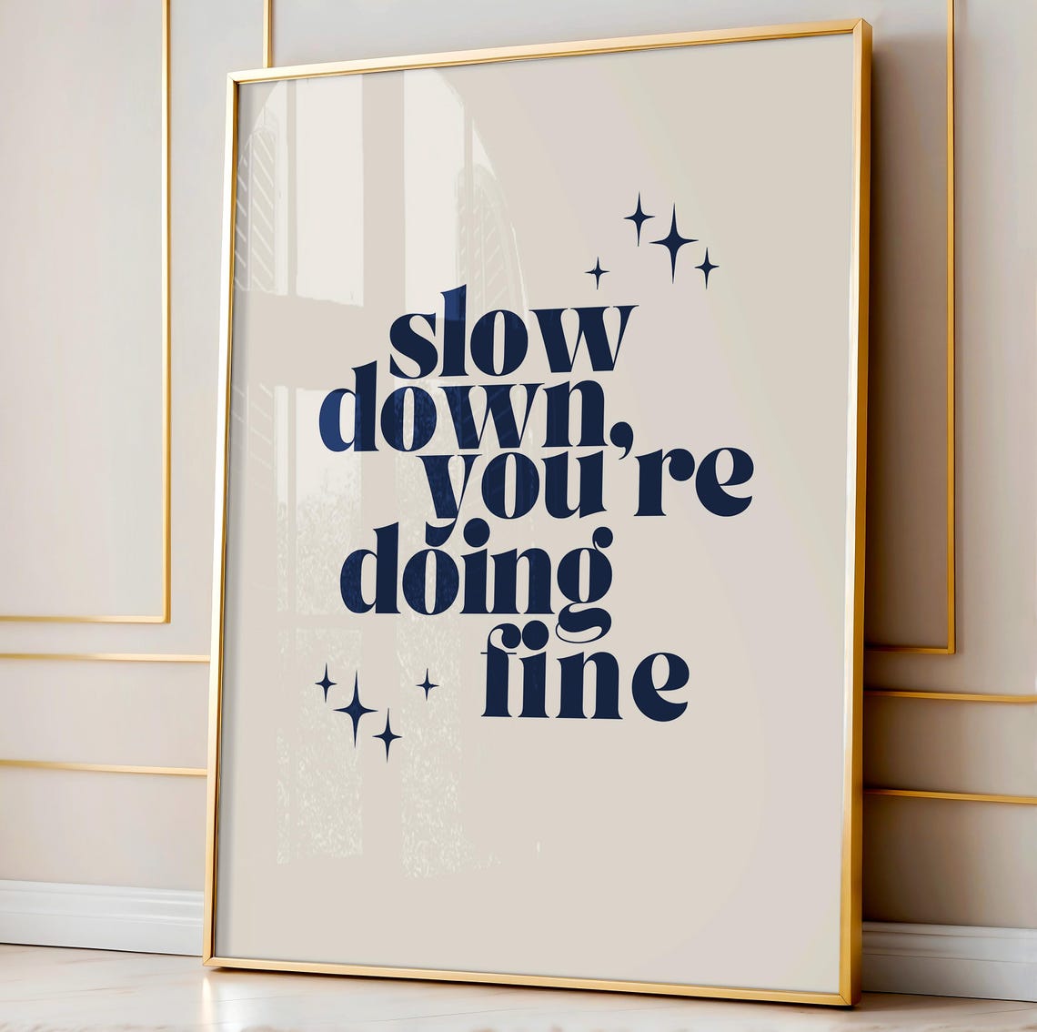 Slow Down Lyrics Print Funky Navy Blue Wall Art Motivational Poster Funky Home Decor Affirmation Quote Daily Affirmations
