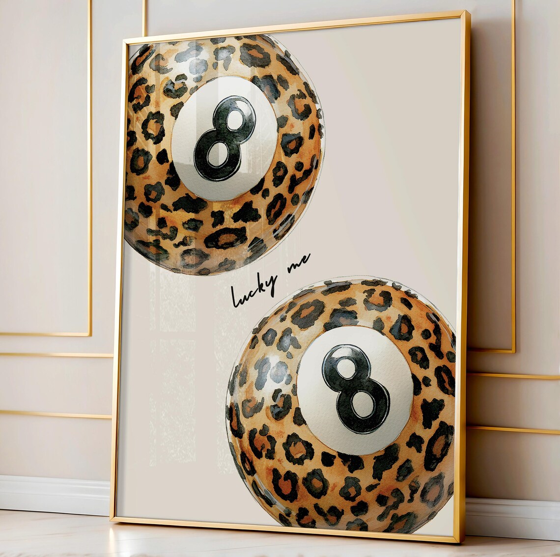 8 Pool Ball Leopard Wall Art, 70s Preppy Decor