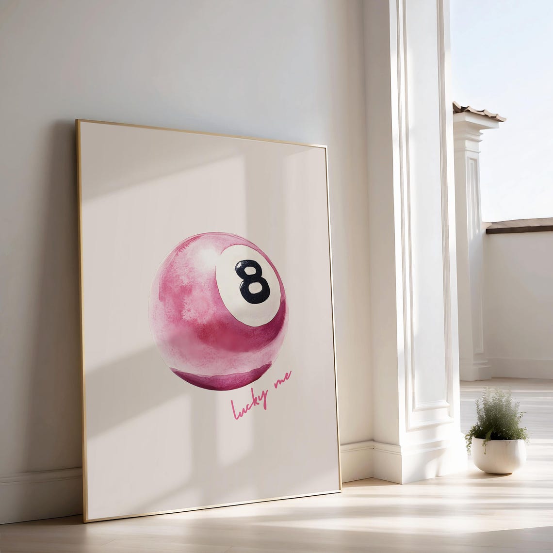 8 Pool Ball Pink Lucky Me Retro Poster - Image 3