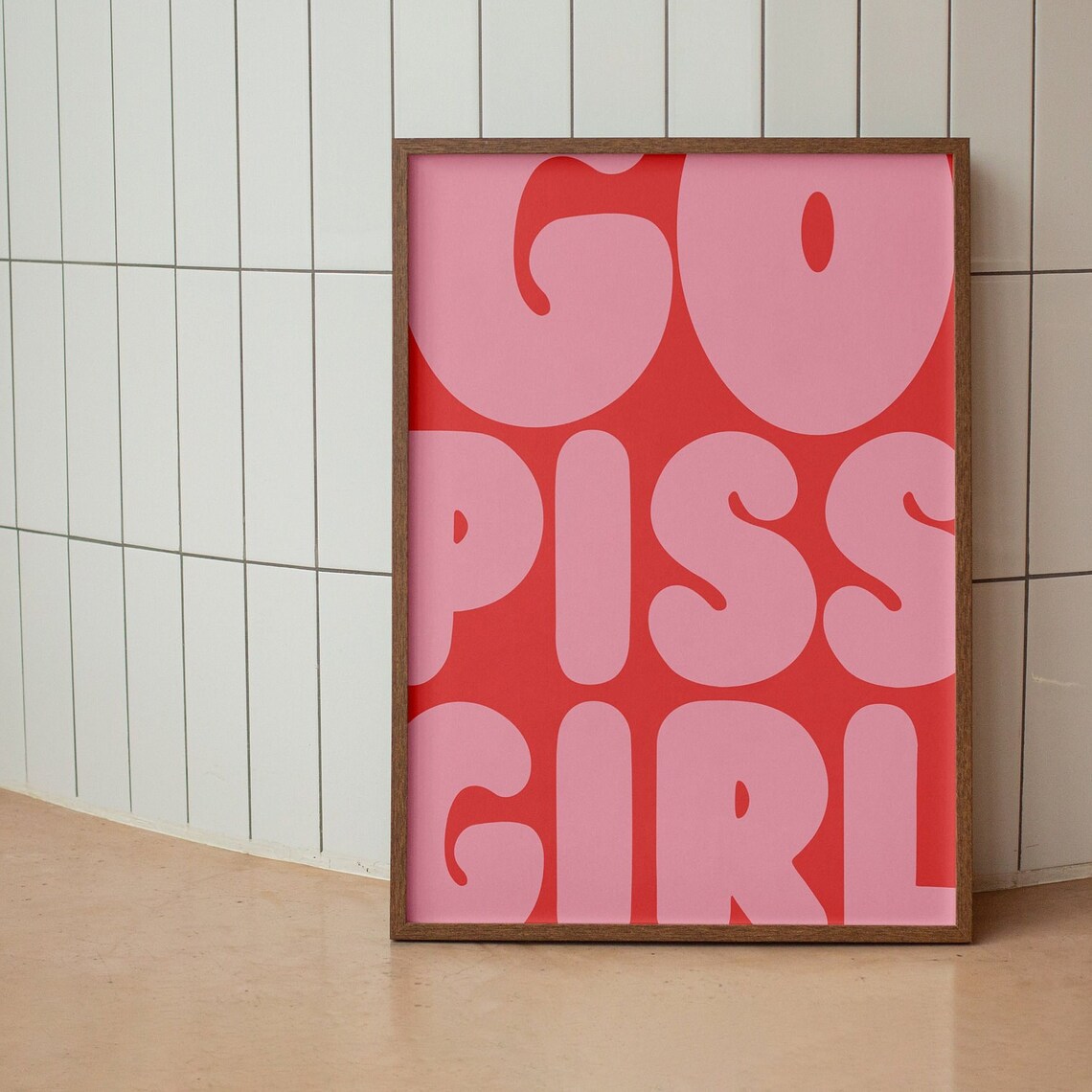 Go Piss Girl Funny Bathroom Wall Print, Retro - Image 3