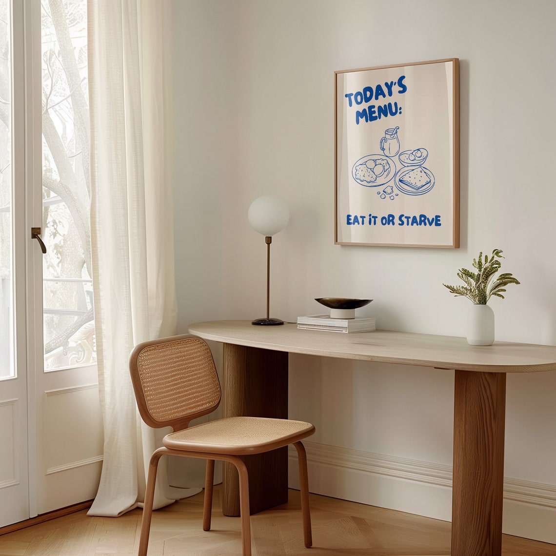 Today Is Menu Eat It or Starve Poster Funny Blue Kitchen Decor - Image 2