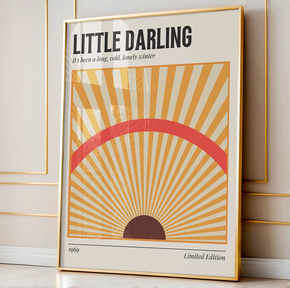 Here Comes The Sun 70s Lyrics Retro Quote Art Print