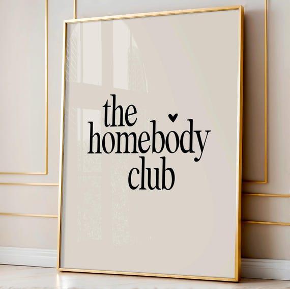 Homebody Club Print Hallway Apartment Decor Typography Poster House Warming Gift Neutral Wall Art Trendy Poster Aesthetic Room Decor
