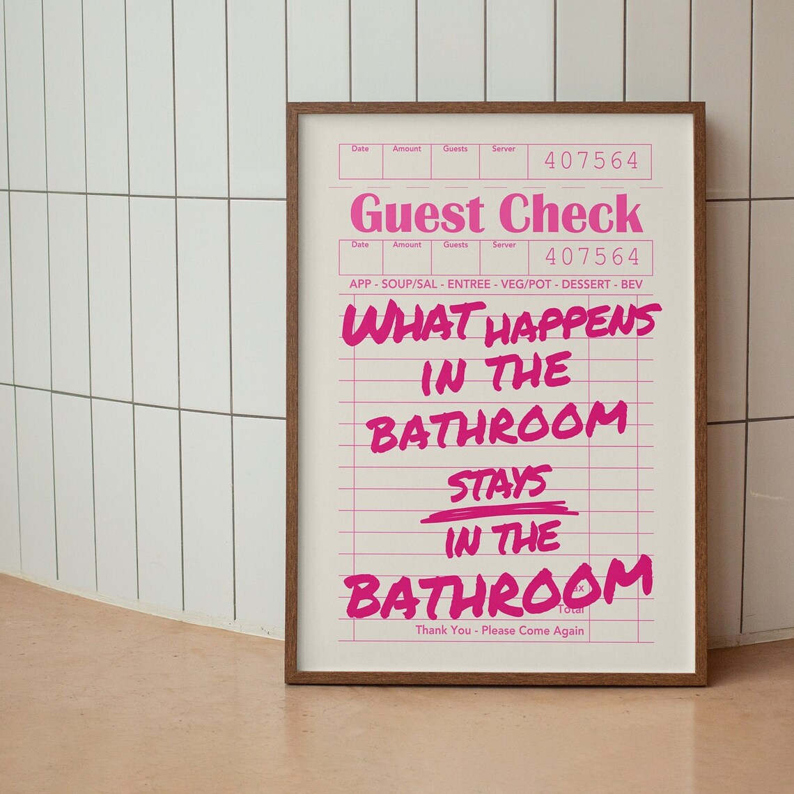 Funny Bathroom Toilet Wall Print, Preppy Pink Decor - Image 3