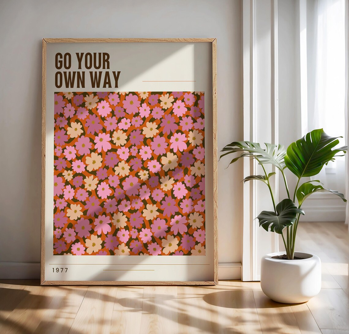Go Your Own Way 1977 Floral Music Lyric Poster Vintage Botanical Art - Image 2