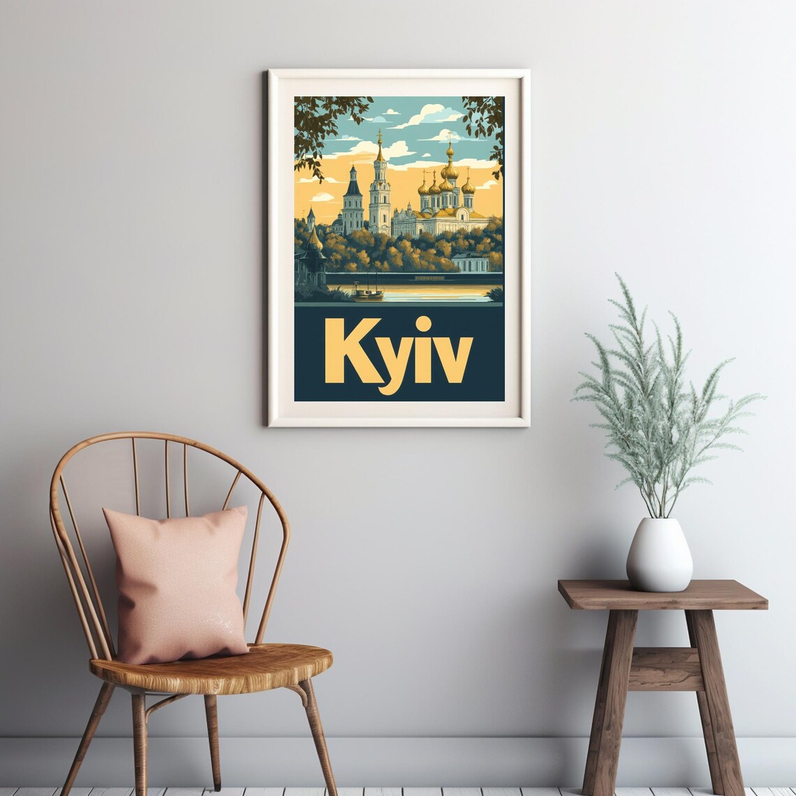 Kyiv Vintage Architecture, Serene River Reflection Art Print - Image 2