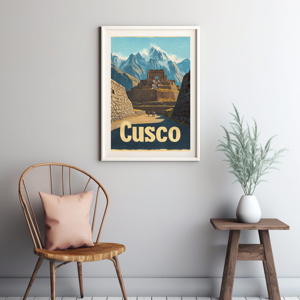 Vintage Cusco Poster Serene Landscape With Incan Ruins And Majestic Mountains Instant Wall Art - Image 3
