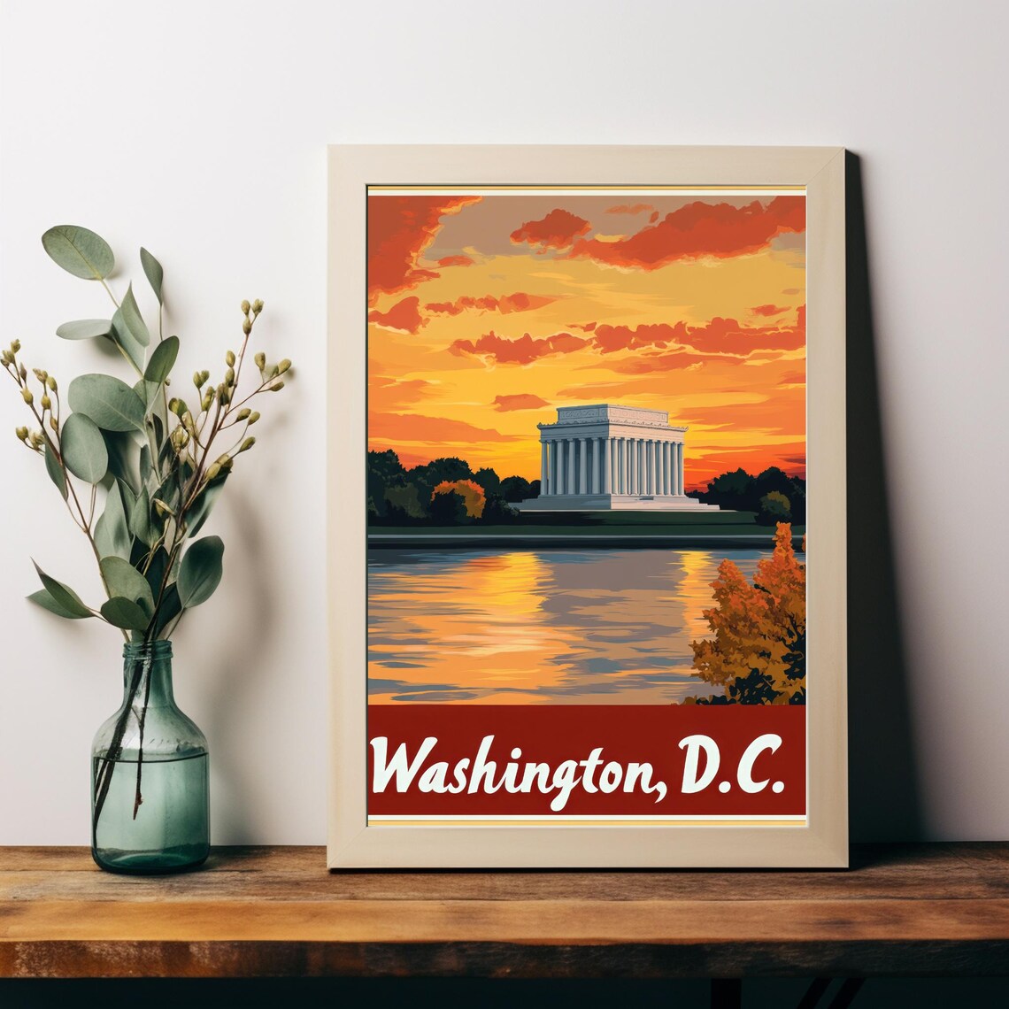 Vibrant Sunset At The Lincoln Memorial In Washington Dc A Stunning Art Print For Your Wall Decor