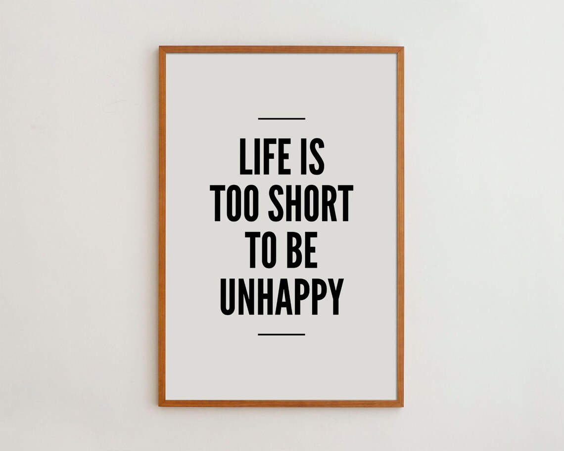 Life Is Short Typography Print, Minimalist Scandinavian