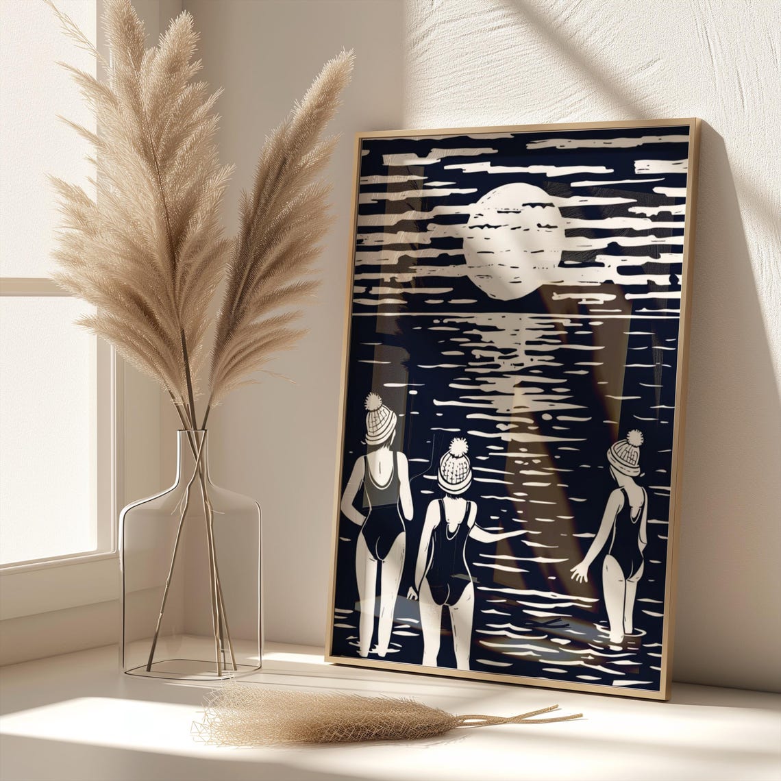 Cold Water Swimming Art Print, Wild Open Water