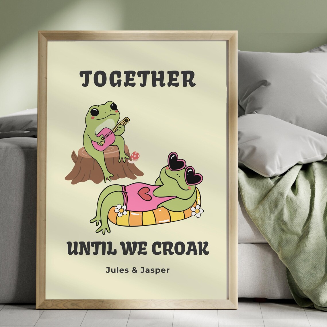 Cute Frog Couple Retro Love Poster, Wedding Gift - Image 4