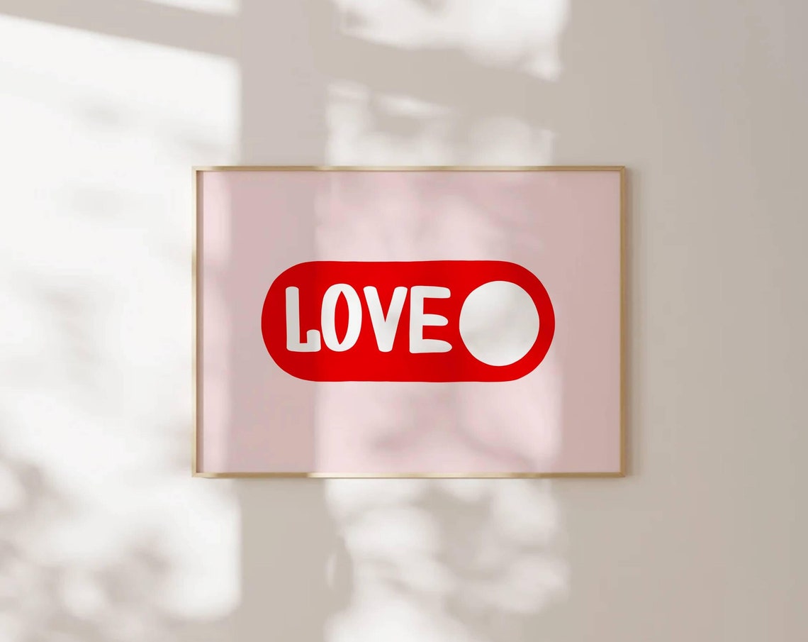 Love Toggle Switch Red Retro Pop Art Horizontal Dorm Room Poster