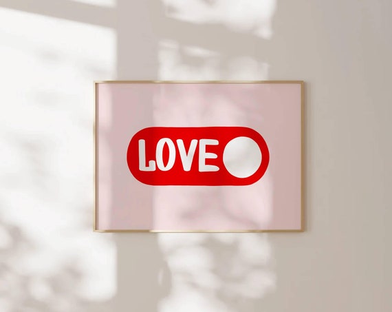 Love Toggle Switch Red Retro Pop Art Horizontal Dorm Room Poster