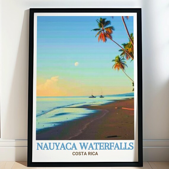 Nauyaca Waterfalls Costa Rica Sunset Beach Palm Trees Poster