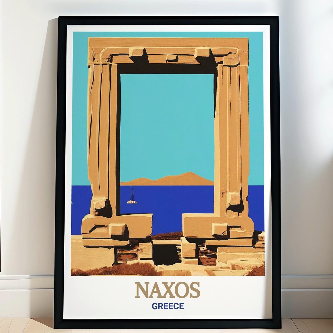 Naxos Greece Portara Ancient Temple Gate Aegean Sunset Poster