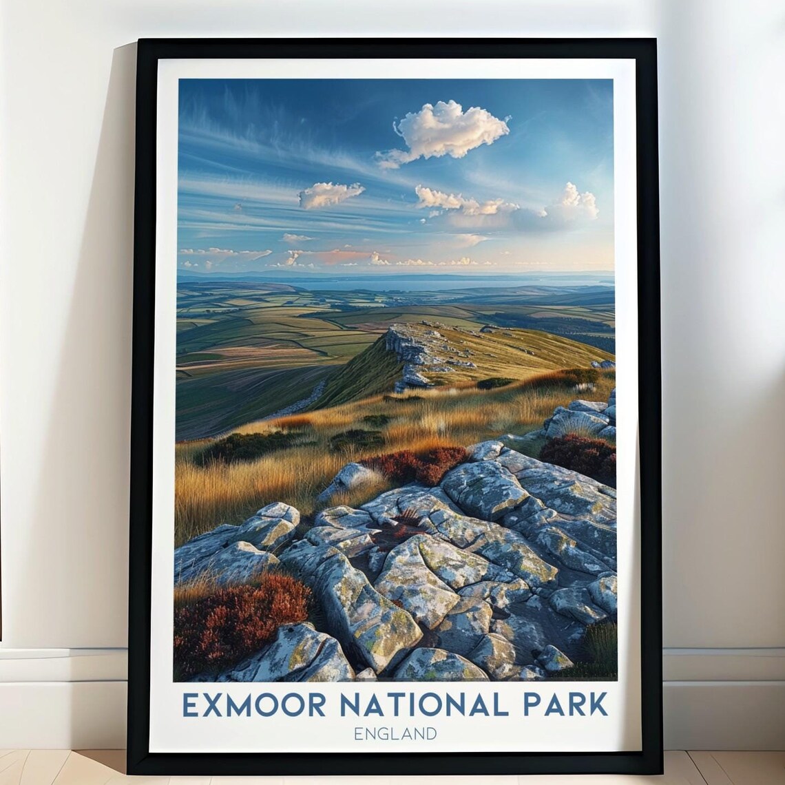 Exmoor National Park England Rocky Moorland Vista Hiking Travel Poster