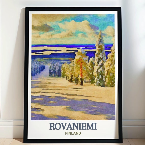 Rovaniemi Art Print Ounasvaara Ski Resort Home Decor Finland Art Finland Travel Poster