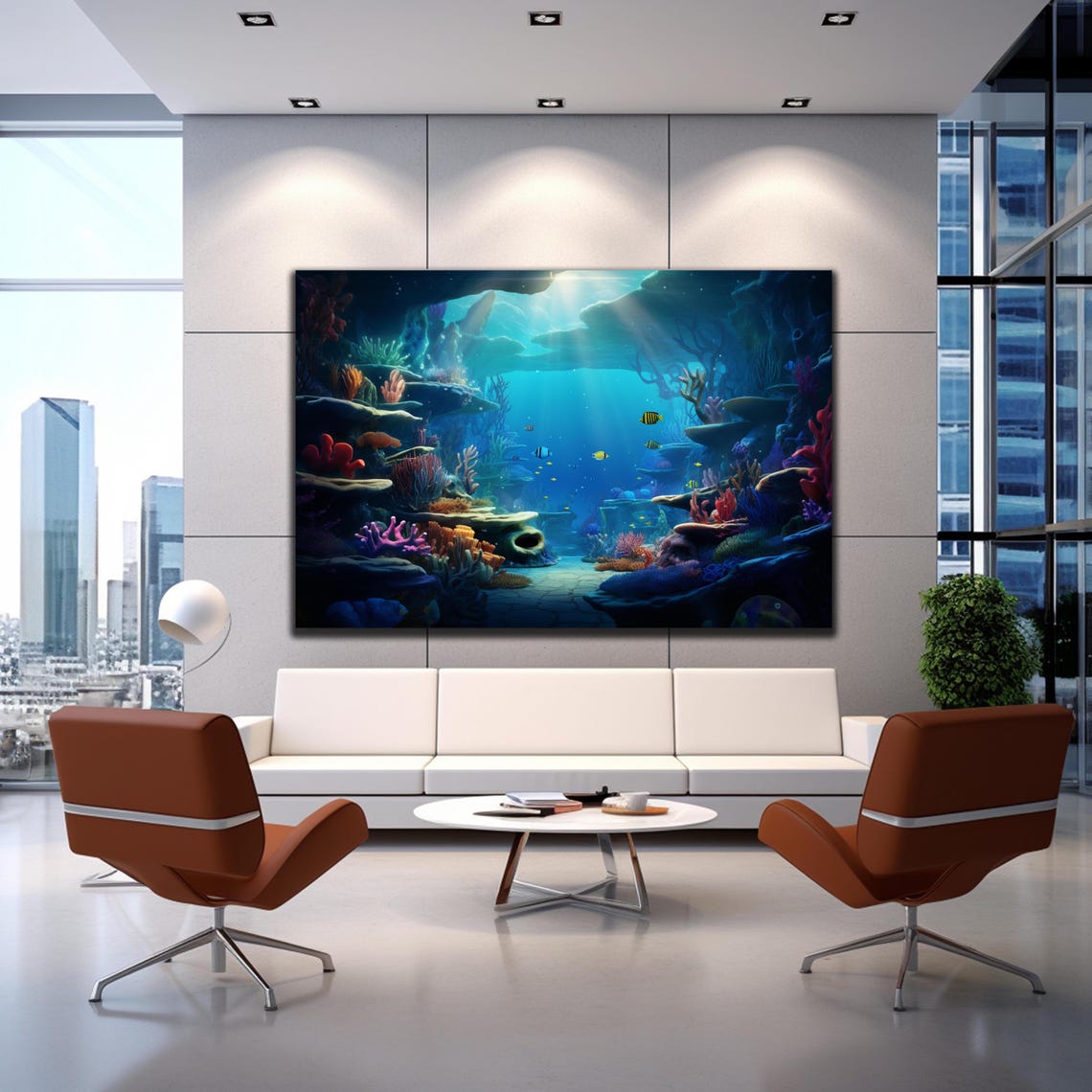 Underwater Coral Grotto Crystal Blue Cavern Light Rays Art Poster - Image 3