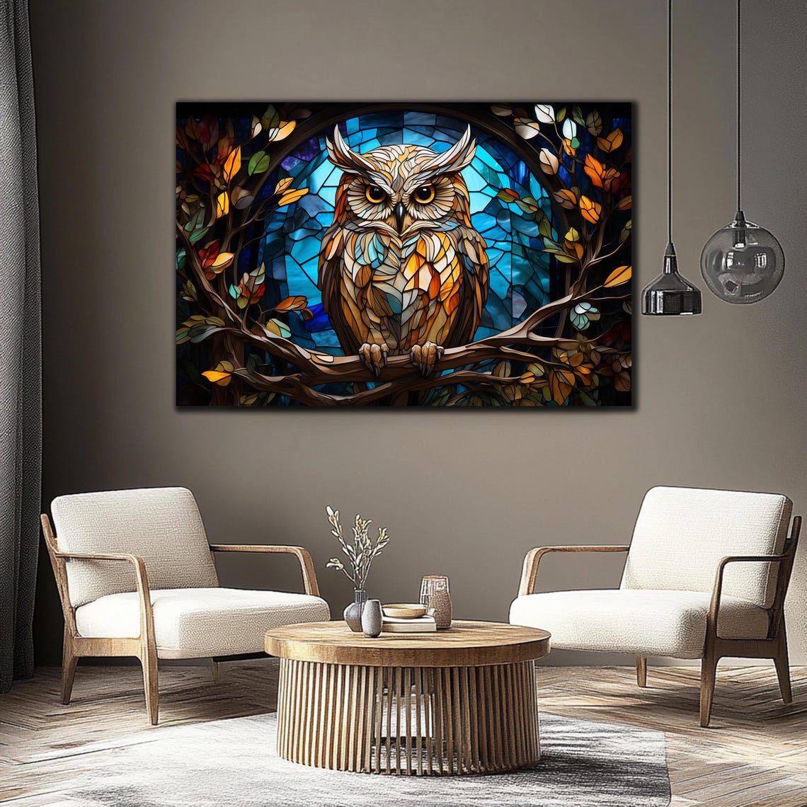 Owl Glass Wall Art Tempered Glass Art Decor Wall Art Decor Cute Owl Glass Art Glass Printing Art Printing Wall Art Owl Glass Painting - Image 4