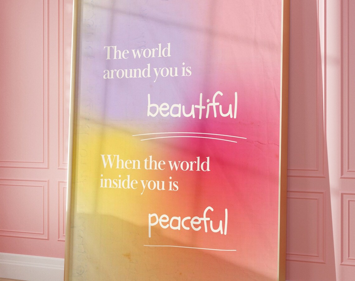 Inner Peace Quote Art Print, Retro Aura Poster