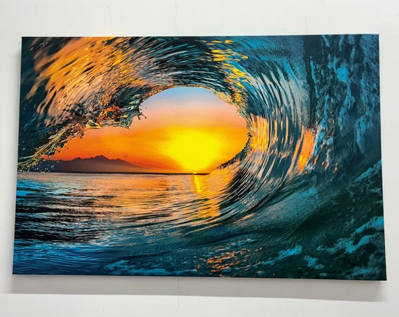 Surfer Wave Art Sea Wall Decor Landscape 3d Glass Art Wallpaper Art Framed Wall Art 3d Poster Art Gift For Him Home Wall Art