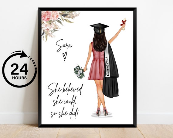 Personalized Graduation Gift For Her Custom Graduation Print College Graduation Gift Masters Degree Gift Custom Graduation Portrait