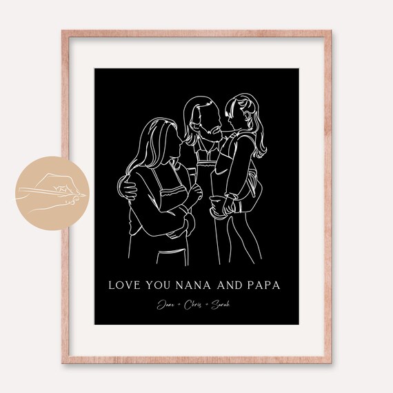 Miniature Portrait Drawing Family Sketch Family Illustration Hand Drawn Family Portrait Family Drawing Custom Family Wall Art Line Art
