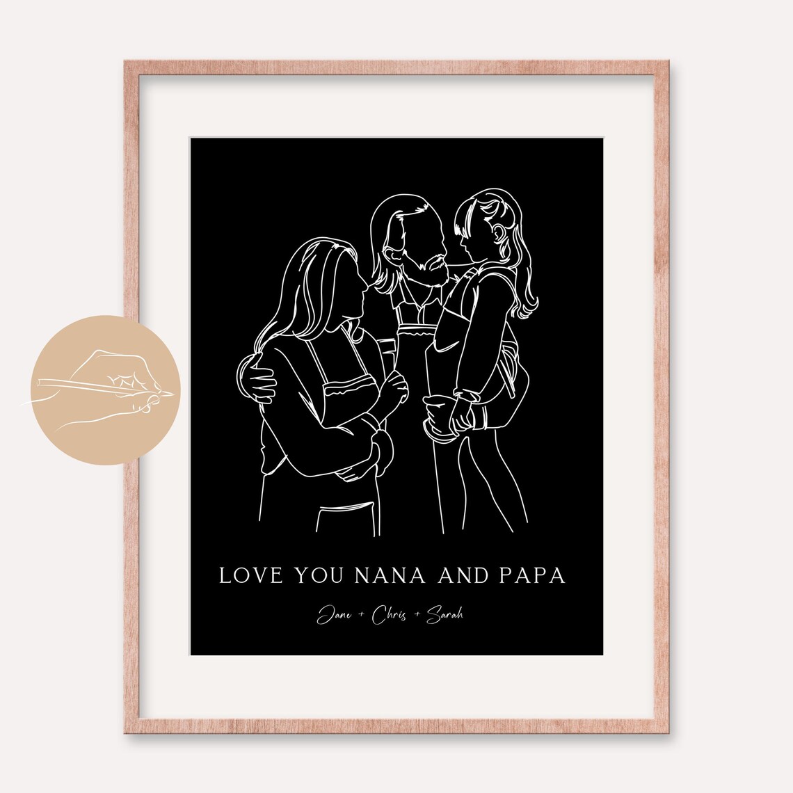 Miniature Portrait Drawing Family Sketch Family Illustration Hand Drawn Family Portrait Family Drawing Custom Family Wall Art Line Art