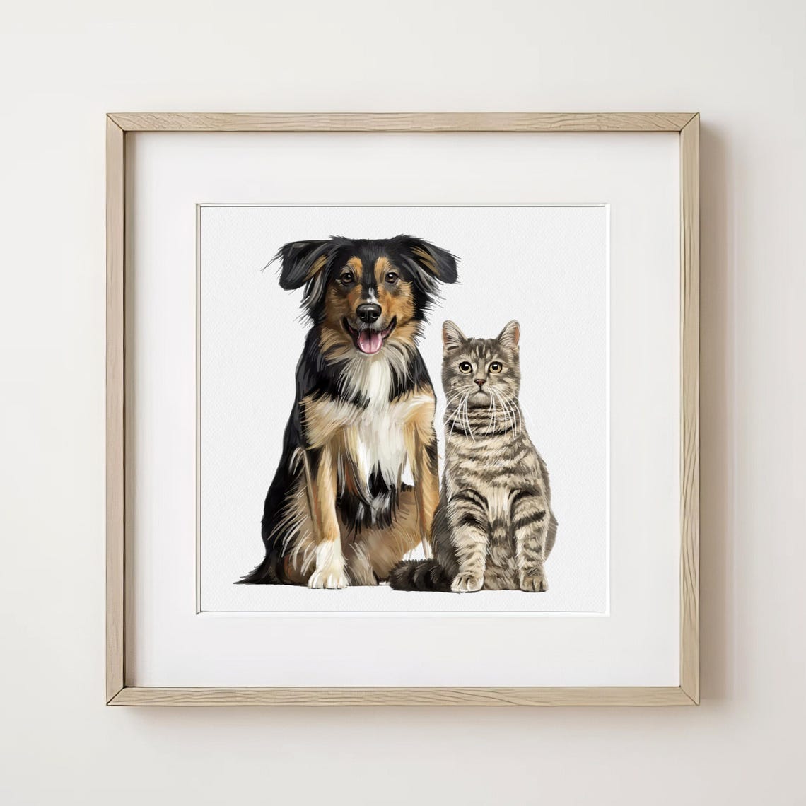Minimal Dog Cat Portrait Painting Hand Painted Cat Dog Portrait From Photo Hand Drawn Cat Dog Portrait Pencil Dog Cat Portrait Painting