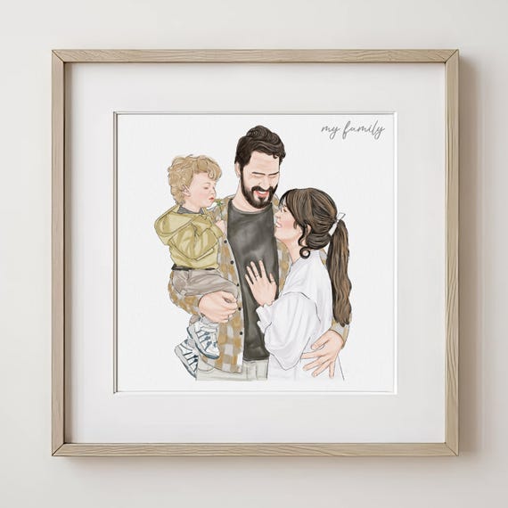 Family Custom Portrait Gift For Wife Husband Mom Dad Parents Miniature Watercolor Painting From Photo Personalized Hand Painted Portrait
