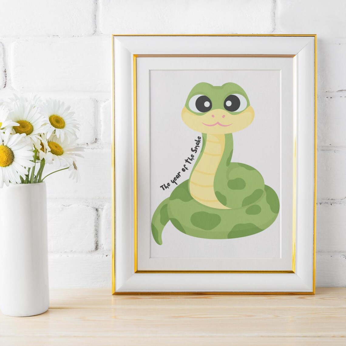 Cute Green Snake Year Of The Snake Cartoon Nursery Wall Art Poster - Image 2