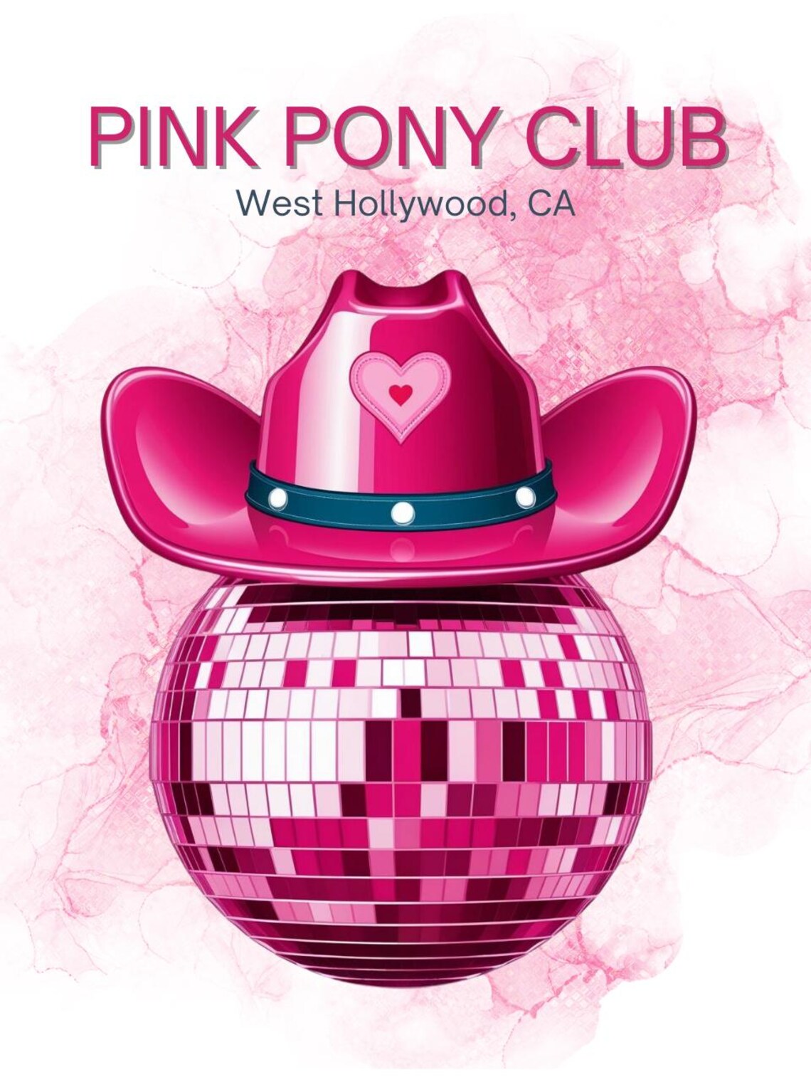 Pink Pony Club Cowboy Hat Disco Ball West Hollywood Music Art Poster - Image 3