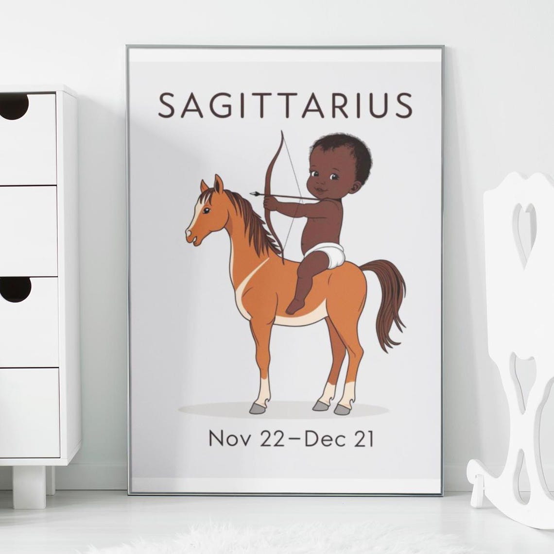 Sagittarius Zodiac Nursery Print Boy Archer On Horse Star Sign Decor
