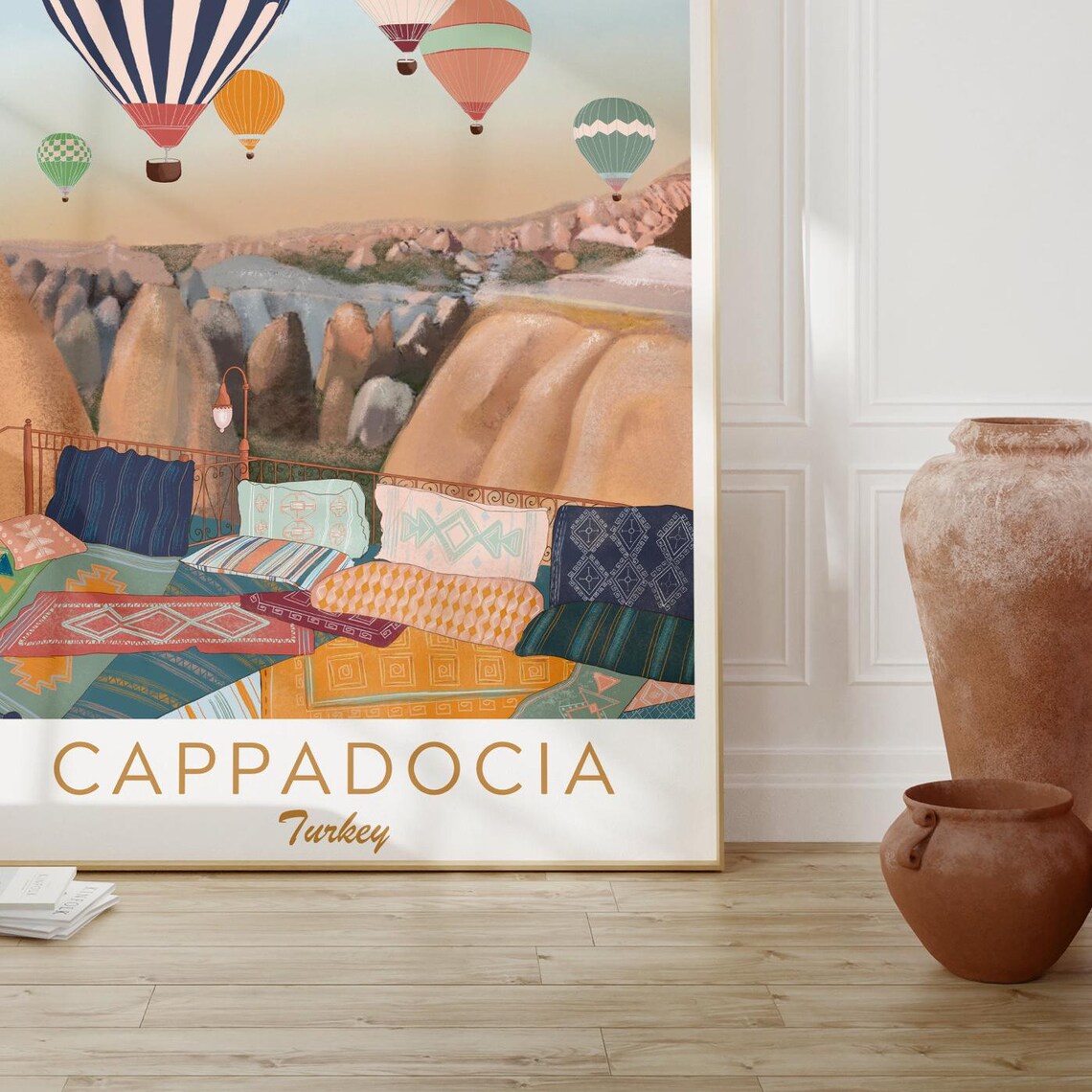 Cappadocia Turkey Hot Air Balloons Fairy Chimneys Travel Poster - Image 4
