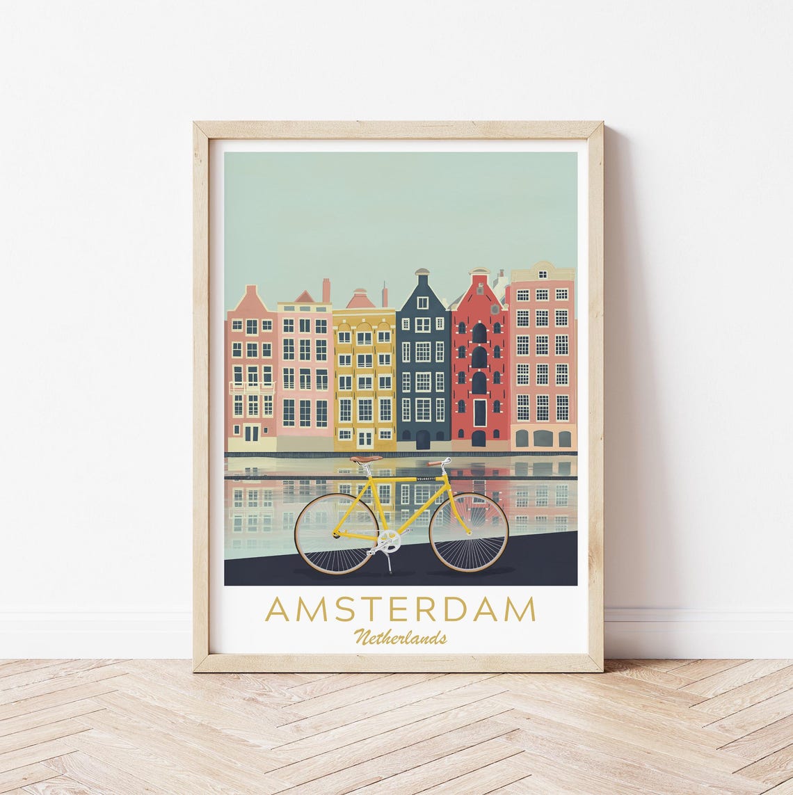 Amsterdam City Illustration Dutch Houses Poster Holland Travel Print Holland Poster Vintage Travel Art Amsterdam Holiday Birthday Gift - Image 2