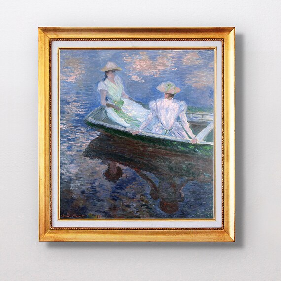 Claude Monet On The Boat 1887 Two Women In Rowboat Evening Poster