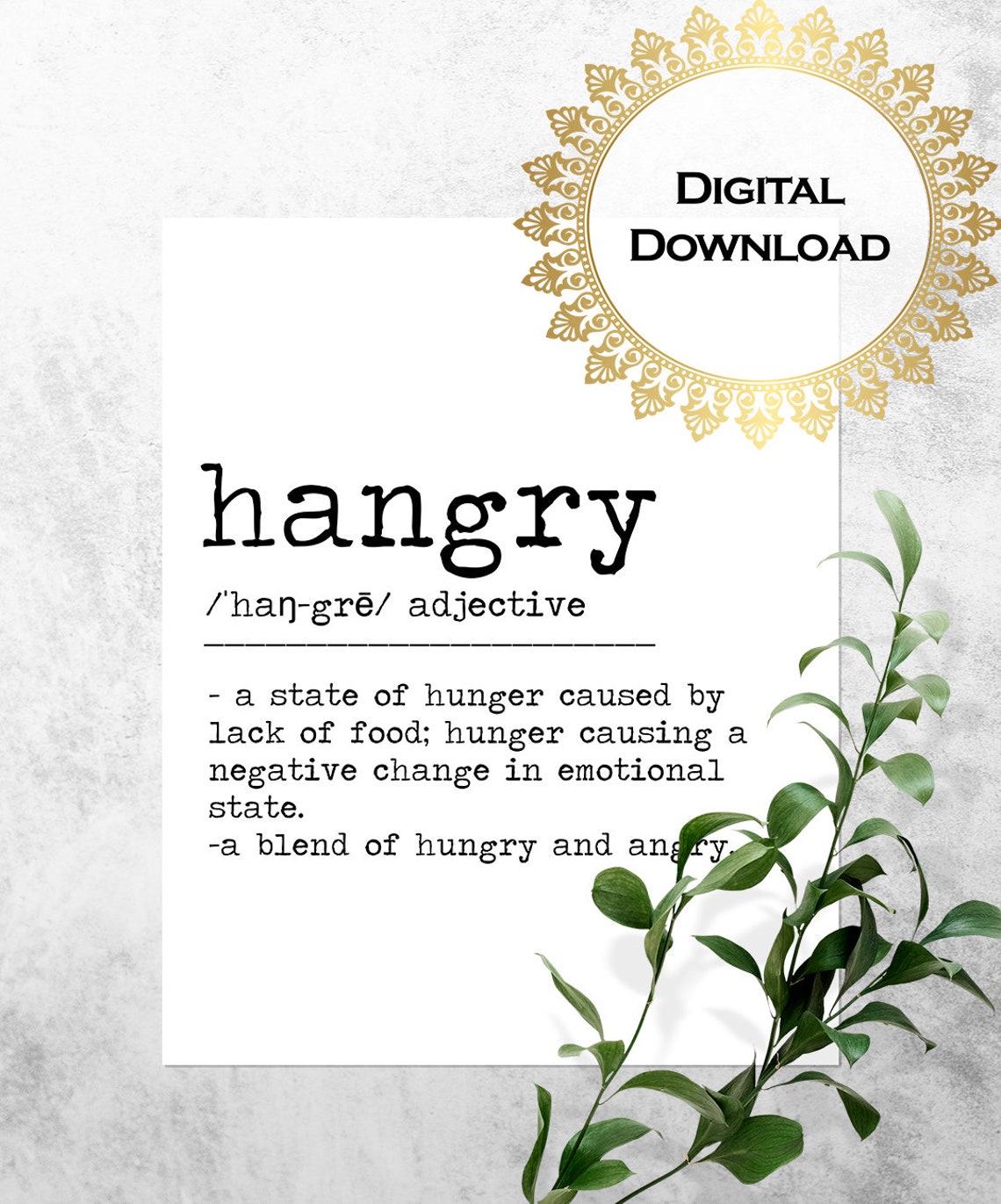 Hangry Definition Funny Hungry Angry Blend Kitchen Quote Print - Image 3