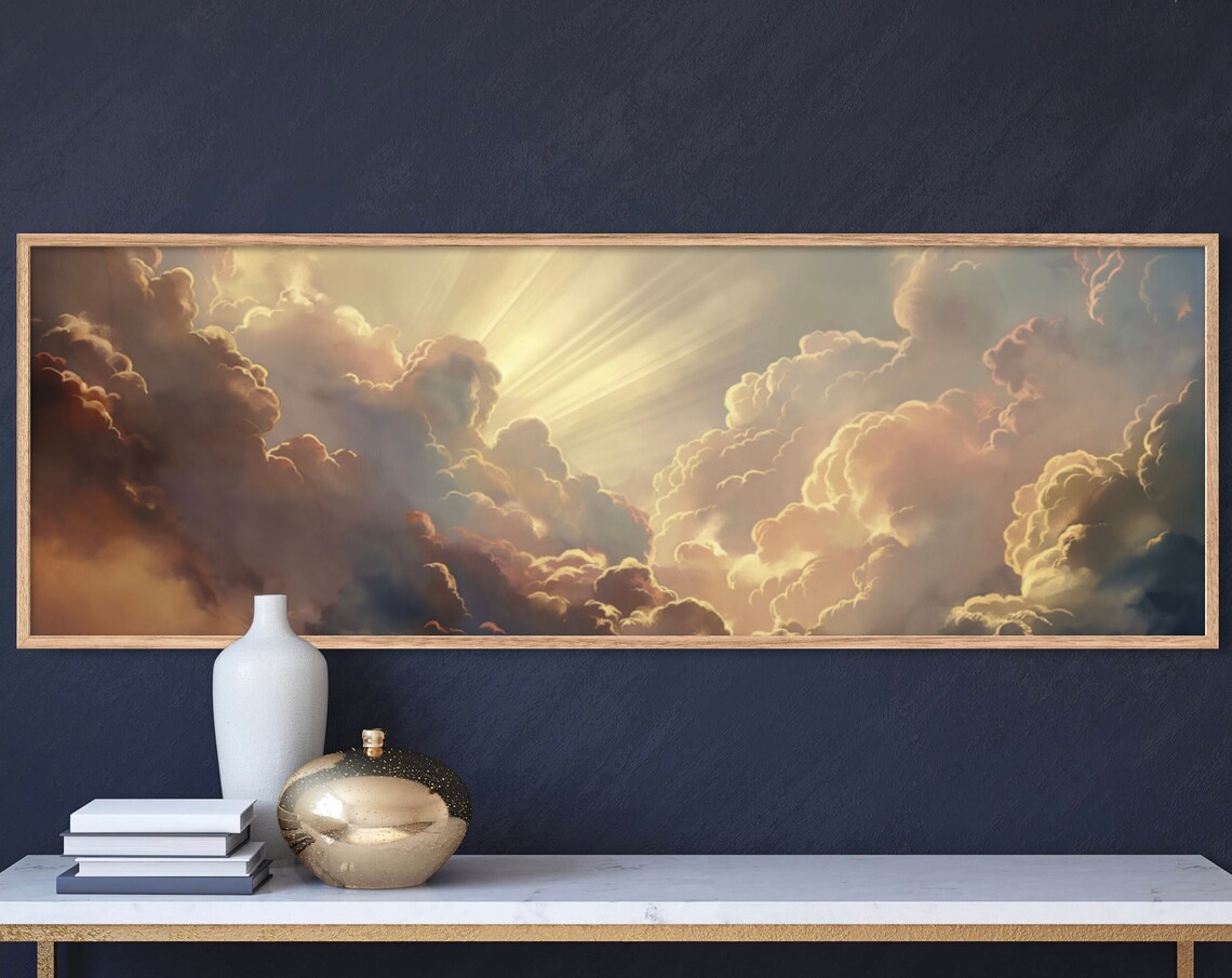 Cloud Painting Art Print, Narrow Modern Sky Decor