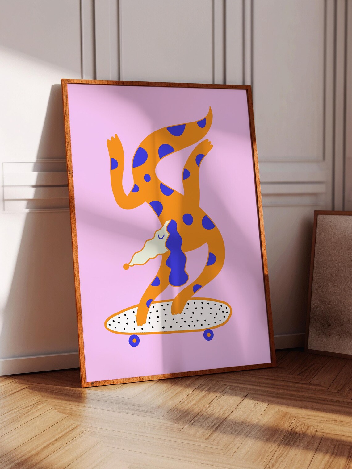Skateboarding Dog Art Print, Fun Home Decor