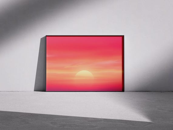 Minimalist Sunset Print Pink Orange Sky Photography
