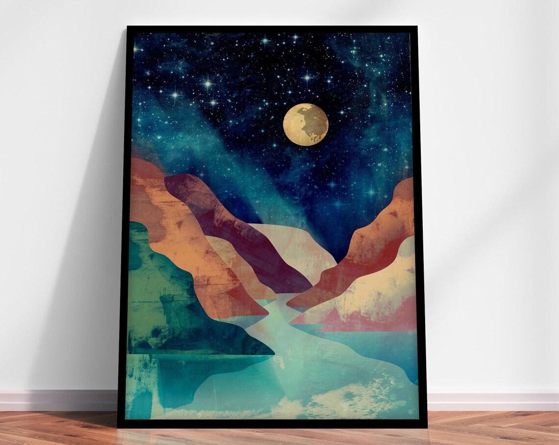 River Canyon Landscape Art Print, Nature Scene