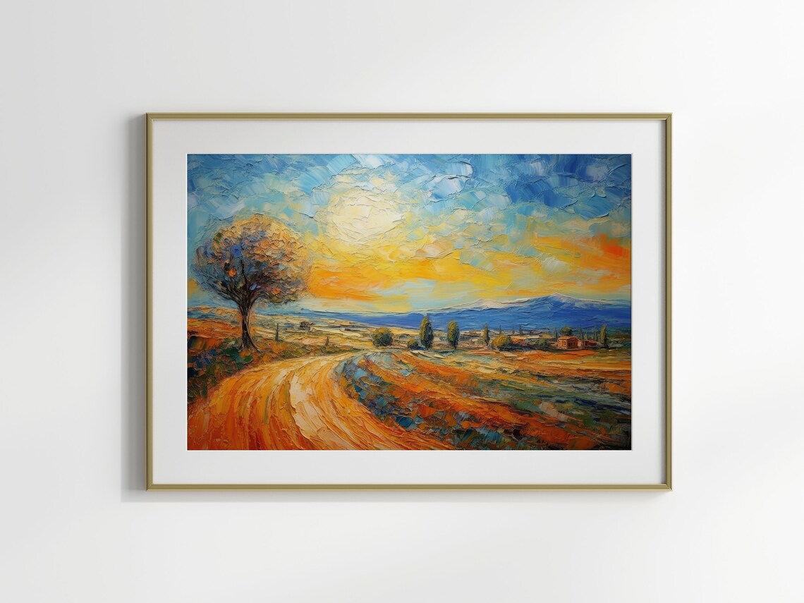 Golden Summer Country Road Through Sunlit Fields Impasto Poster