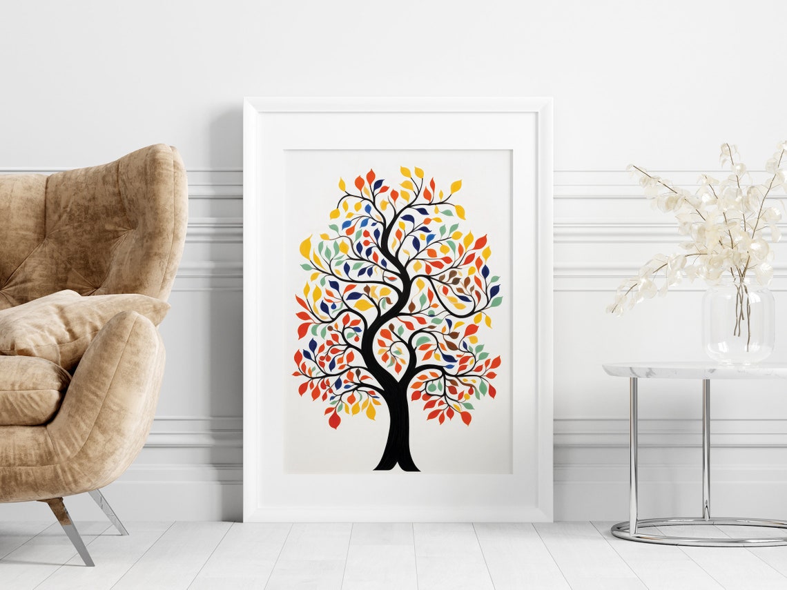 Colorful Tree Illustration Modern Abstract Nature Art Seasonal Wall Decor Print - Image 5
