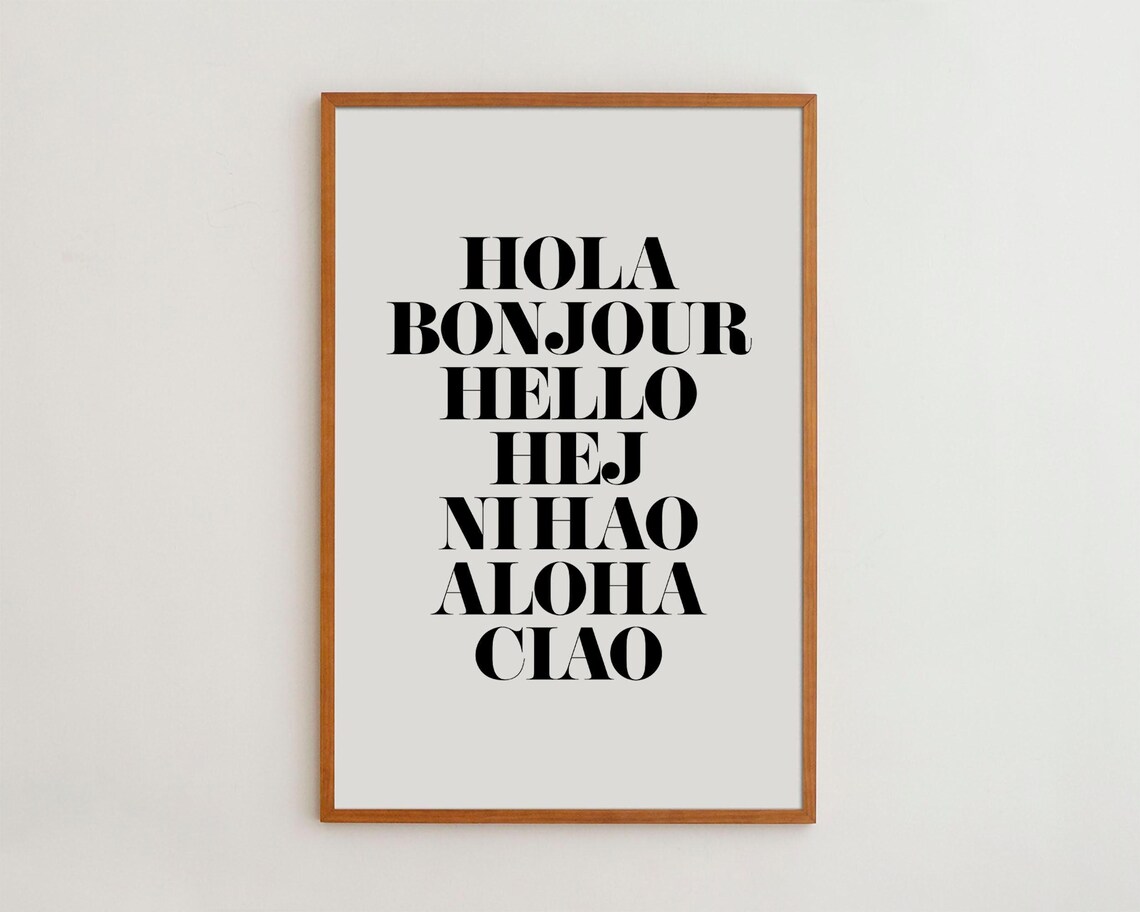 Hello Sign Art Print, Minimalist Office Decor