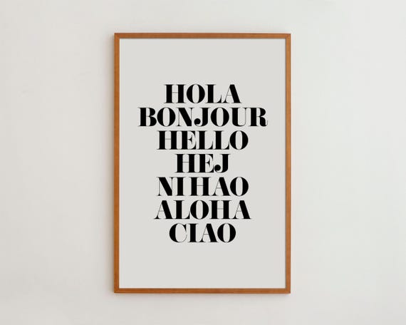 Hello Sign Art Print, Minimalist Office Decor