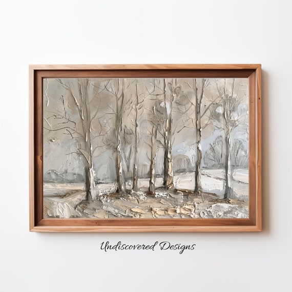 Vintage Winter Trees Art Print Farmhouse Wall Decor