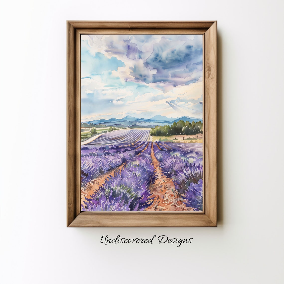 Purple Lavender Fields Under Dramatic Cloudy Sky Landscape Poster