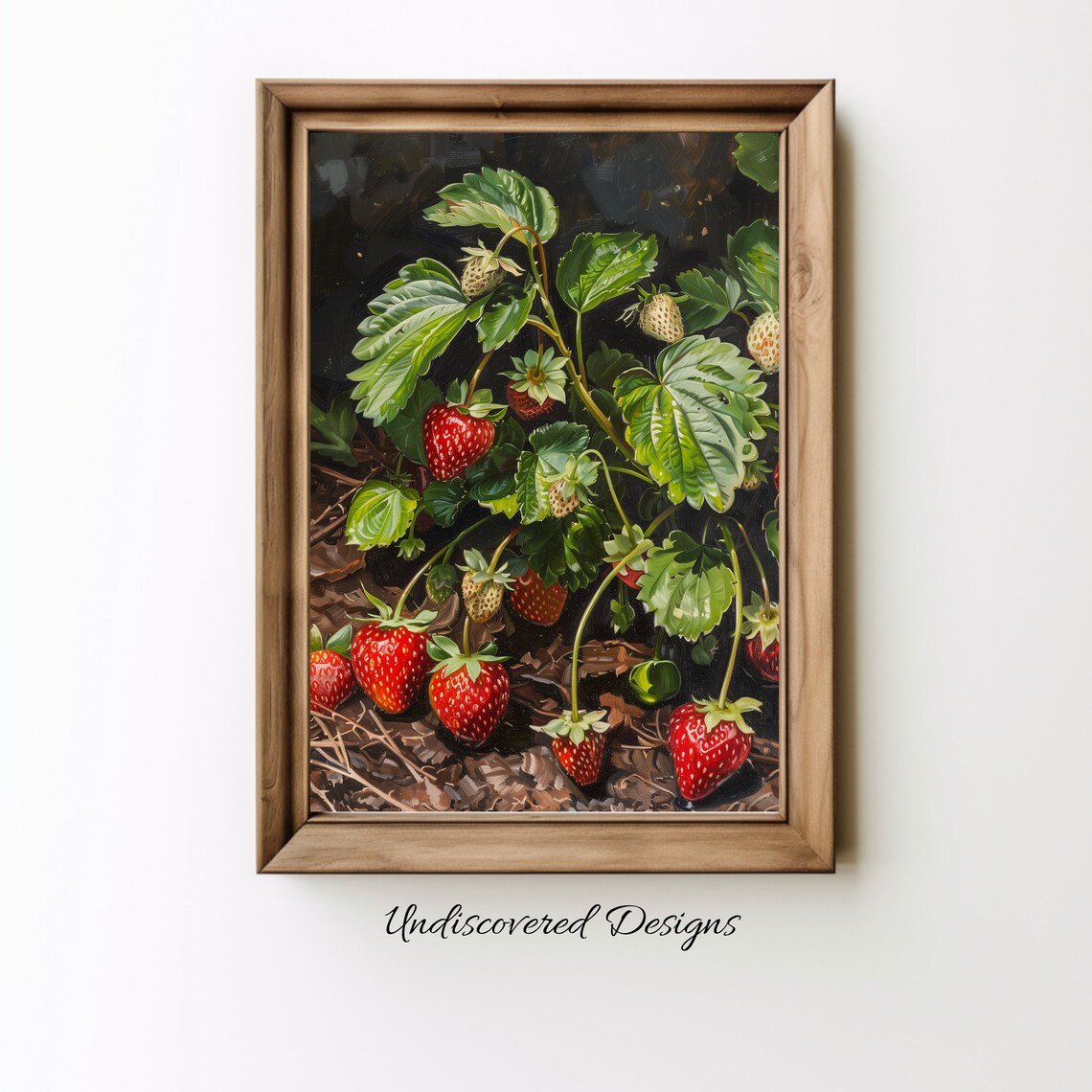 Ripe Strawberries Vintage Still Life Oil Painting Kitchen Wall Art