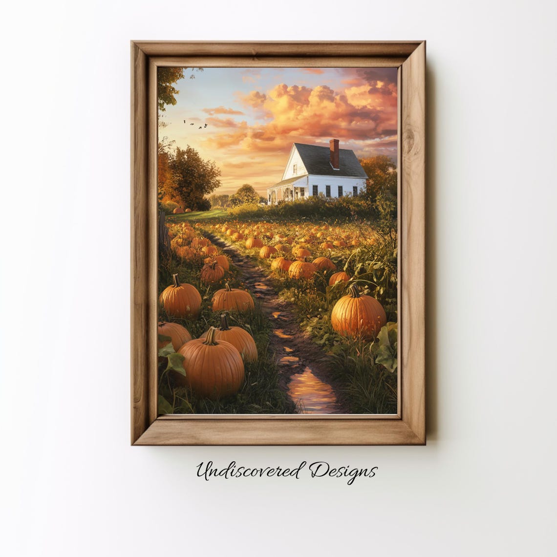 Pumpkin Patch With Pumpkins Art Printout Wall Vintage Prints Print Oil Painting